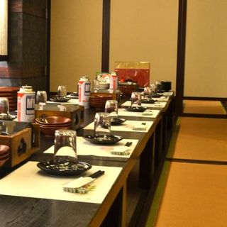 The seating area features all sunken kotatsu with semi-private and fully private rooms.