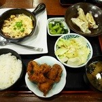 和食れすとらん天狗 - 若鶏の唐揚げと焼きチーズ麻婆豆腐御膳￥７９０