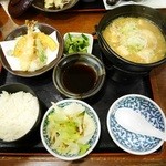 和食れすとらん天狗 - 肉豆腐と天ぷらセット￥７９０