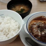 Matsuya Yoyogi Uehara Ten - ブラウンソースハンバーグ定食ジャーマンポテト添えです。(2015年9月)