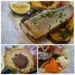 Bistro Shun - コンフィされた秋刀魚は脂がのっていて美味しい。
                        「バケット」には「秋刀魚のワタペースト」が塗られ程よい苦みがいいですね。
                        生野菜やマリネしたお野菜などがタップリ盛られています。