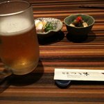 旬菜つゝ味 - お通しとビール