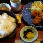 Wafu Restaurant Uokatsu - この日の日替り 鳥唐揚げ(627円)ご飯大盛