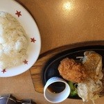 Steak no Don Akigawa Ten - 日替わりランチ定食ヒレカツとチキンとハンバーグ