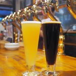 Vector Beer Shinjuku Gyoenmae Eki Ten - スワンレレイクビール：ヴァイツェン(左)プレストンエール：アイリッシュエール(右)