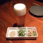 手づくり酒房 ほんのり - お通しとビール