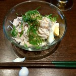 虹夢弦 - 鶏塩ぶっかけ素麺 400円    安いけど器小さい(T_T)