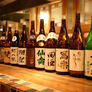 鍋島、作、新政など約50種の厳選日本酒と和酒