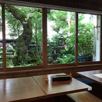 Unagi Japanese cuisine Ebisuya - 入って左手奥の小上がり席はお庭が見えます