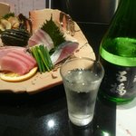 Hama Fuku - お造り盛り合わせ ＆ 五橋 本醸造 生酒