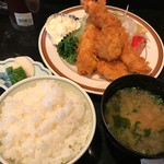 四季魚貝料理 活増 - 海老フライと帆立のフライ定食 1,200円