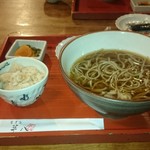 Soba Chisouan Souhachi - 平日のランチ\850 あじご飯、かけそば、小鉢（川魚の甘露煮）