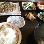 望月 - 料理写真:新鮮な鯵を薬味と味噌と一緒に叩いたあじみそたたきの定食　\1050