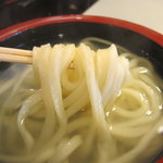 本格手打うどん おか泉 - 釜揚げの麺のアップ