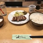 利久 - 極み3枚、麦ご飯、とろろ(卵入り)、ノンアルジントニック