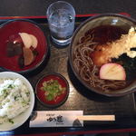 ゆう麺 - えび天そば定食（1100円）