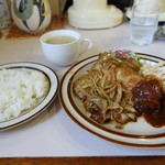 Restaurant Sakaeya - 本日のランチ、生姜焼きとクリームコロッケ