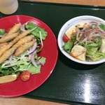 Kumagaya Onsen Yura no Sato - わかさぎイタリアンマリネ風450円と豆腐サラダ300円