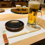 山の幸 三陸の恵み 六金 - まずは生ビールで乾杯！