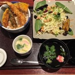 Hanaya Yohei Adachi Ehoku Ten - 天丼と豆のサラダのセット