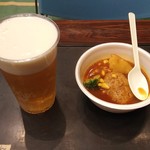 Restaurant Tsubanakan - ハンバーグスープカレー＆生ビール（サッポロクラシック）