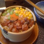 Kagono Ya Kawachinagano Shiyakusho Mae Ten - 季節のせいろ御飯は、鶏と枝豆とコーンです。