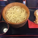 Iyo Seimen Obihoro Nishi Ten - 釜揚げうどん(大)190円＋とり天唐揚げ130円