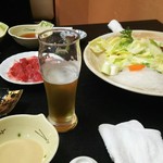 Gourmet Kozou Mankichi - 野菜と小鉢  半分食べてから撮ってしまいました