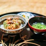 御料理 堀川 - かき揚げ丼 お味噌汁 香の物