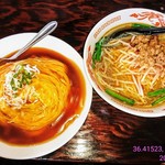 中華料理 八方客 - セットメニューの中から
            天津飯+台湾塩ラーメンのセット‼️
            ￥7️⃣5️⃣0️⃣(昼の部価格‼️)上から撮影‼️