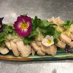 Steamed Chicken with White Leek Sauce