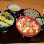 いっちょう - オホーツク丼と天丼とざるそば1190円外税