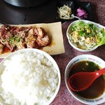 びか - 定食 小結 上ハラミ＋ライス＋スープ＋サラダ＋付け合わせ 