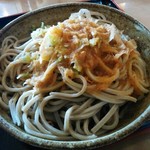 御清水庵cafe - 「おろし蕎麦」大盛に、かつお節・ネギ・おろし出汁をかけました。