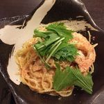 Wafu Sosaku Pasta Hinata - 赤エビと水菜のトマトクリームソース（税込1100円）