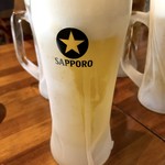 もつ焼きパラダイス富士 - キンキンに冷えた生ビール