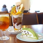 Ki Wa Iwade Ten - 2018年7月　チョコレートパフェ【750円】抹茶ケーキ【280円】ティーソーダ【450円】