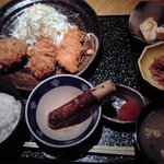 うまかもん たぬきの居食屋 - ヒレミックス定食