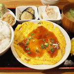 okko - かに玉定食+雑穀米(950円)