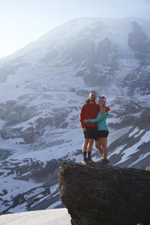 Jake & Emily on Skyline Loop Trail in Mount Rainier National Park which is a must do hike on a Washington Road Trip