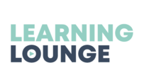 The word 'Learning' written in light green letters and the word 'Lounge' written in grey letters below.  