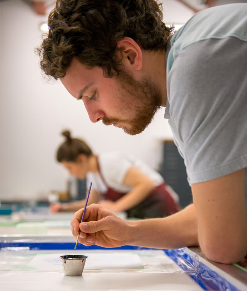Art students in a studio class