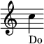 { \new Staff << \time 2/1 \override Score.TimeSignature #'stencil = ##f { \clef treble c''4_Do } >> }