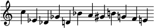 {
\set Score.tempoHideNote = ##t
\tempo 4 = 120
\omit Staff.TimeSignature
\time 12/1 c'' es' des' ges' d' bes' a' gis' b' g' f' e'
}