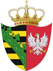 Wappen des Herzogtums Warschau: halb sächsisch, halb polnisch