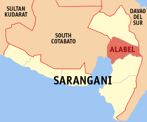 Map of Sarangani showing the location of Alabel