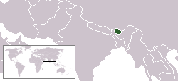 Lokasie van Bhutan