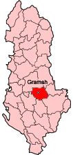 Okręg Gramsh na mapie Albanii