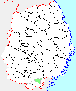 千厩町の県内位置図