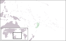 Karte von Ozeanien mit eingezeichneter Lage von Tonga